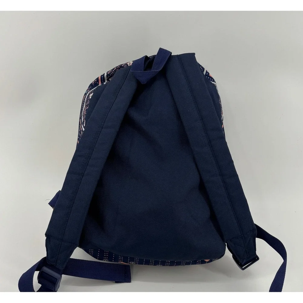Roxy Mini Backpack Blue Floral Geometric Canvas Adjustable Straps